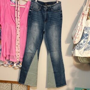 Judy Blue Two-Tone Blue Flare Jeans